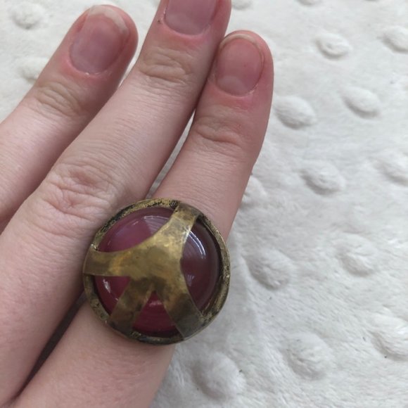 Low Luv by Erin Wasson Peace Red Cat Eye Ring - Picture 5 of 6